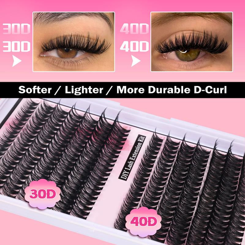 9-16mm DIY Lash Extension Kit: 280pcs Lash Clusters [Bond & Seal, Tweezers]